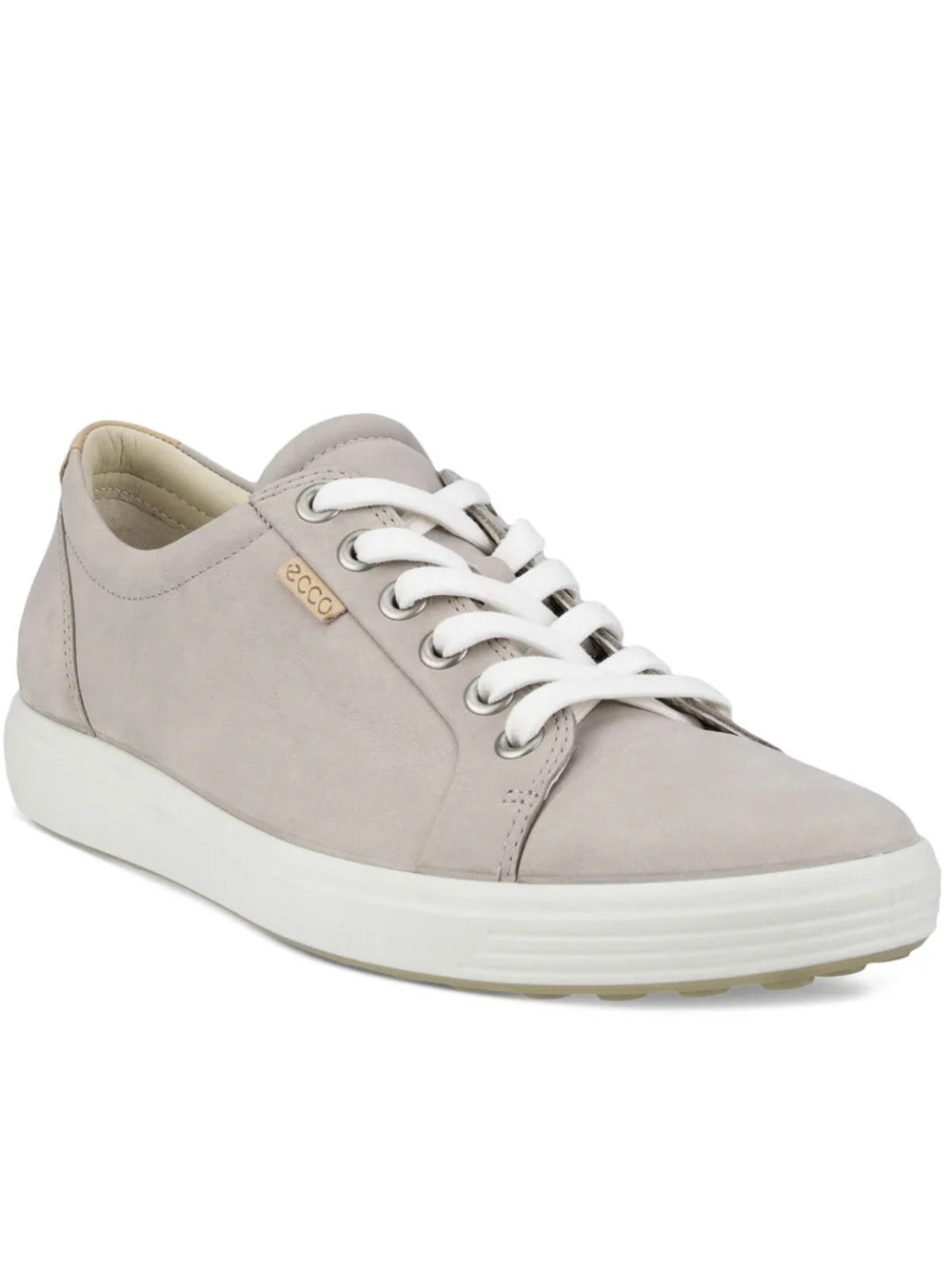 Ecco Women's Light Grey Leather Lace-Up Sneaker